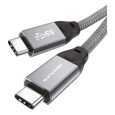Cable Usb Tipo C Carga Rápida 100w 20gb 4k Anti Nudos 120cm Color Negro