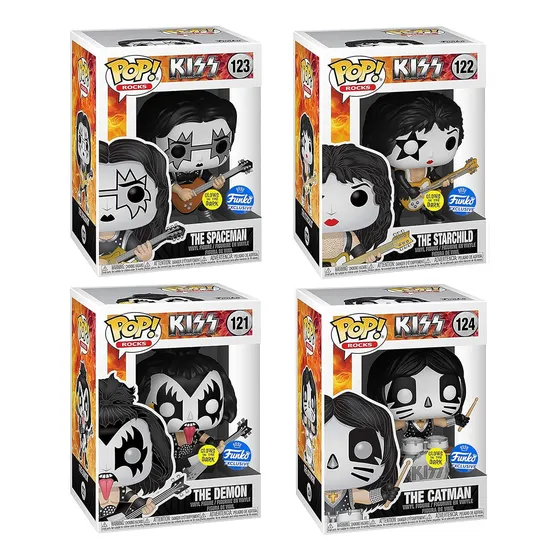 Funko Pop! Rocks: Kiss Collectors Set (4) Exclusive (gitd)