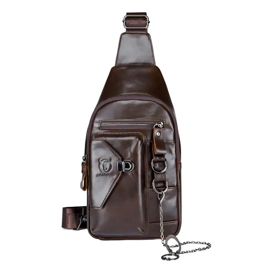 Morral Pechera Cuero Genuino Para Hombres Bullcaptain Xb520 