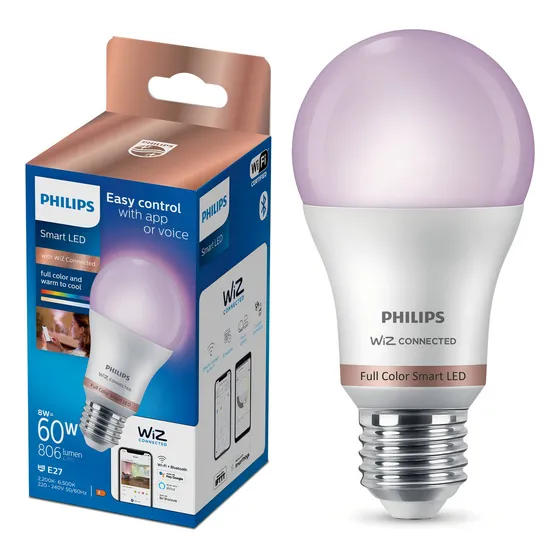 Bombita de luz led rgb con Wi-Fi Philips 929003601011 Globo color rgb 8.5W 220V 806lm