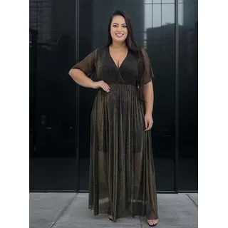 Vestido Lia Benta Longo Plus Size Longo Decote V Festa Vestido Lia Benta Longo Plus Size Longo Decote V Festa