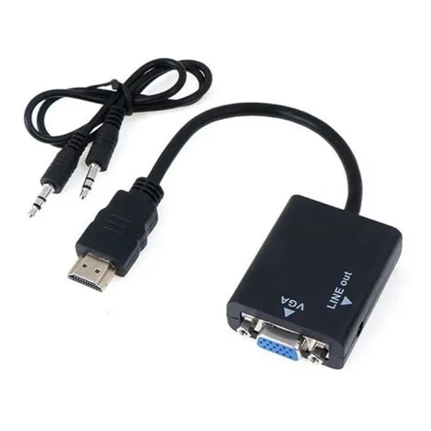 Conversor Adaptador Hdmi A Vga Con Audio 1080 Full Hd 