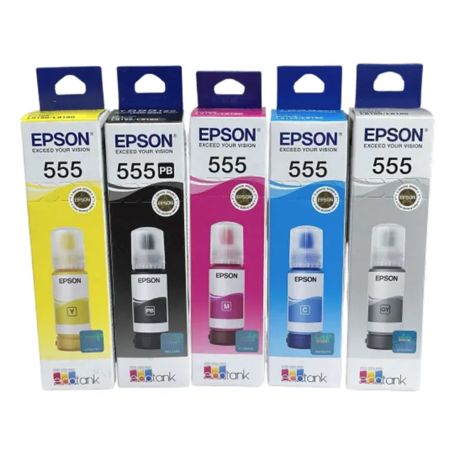 Paq 5 Tintas Epson 555. C / M / Y / N / G. L8160 / L8180