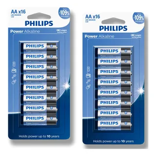32 Pilhas Bateria Aa Pequena 2a Alcalina Philips 2 Cartelas 32 Pilhas Bateria Aa Pequena 2a Alcalina Philips 2 Cartelas