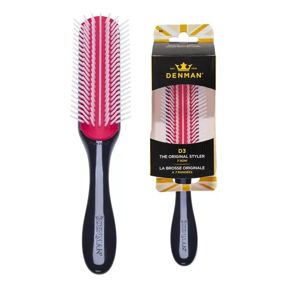Cepillo Para Cabello Denman D3 7 Hileras Naranja Con Negro