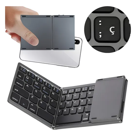 Mini Teclado Dobrável Bluetooth Para Tablet E Celular Com Ç