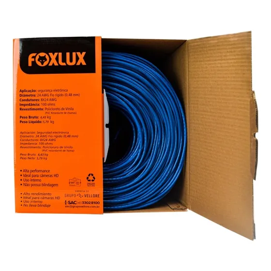 Cabo Foxlux Cftv Para Câmera 305m