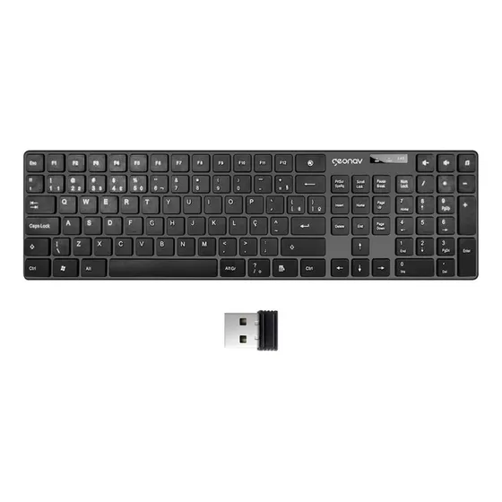Teclado Sem Fio Abnt2 Alfanumérico Ergonômico Office Geonav Cor De Teclado Cinza-escuro