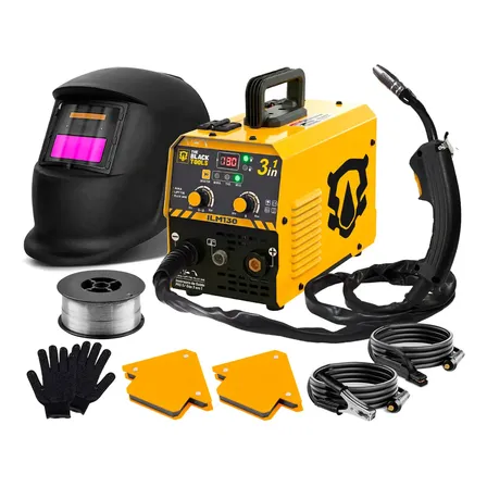Máquina Inversora De Solda 3 Em 1 Sem Gás 130a Mma Tig Mig Com Máscara Esquadros