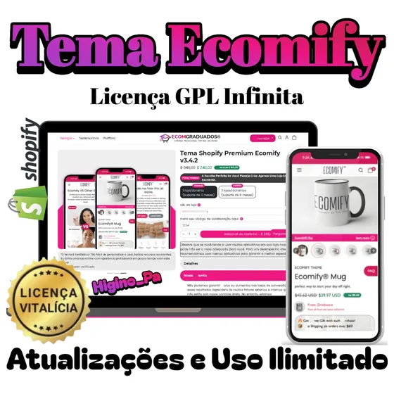 Tema Shopify Ecomify + Atualizações E Bônus