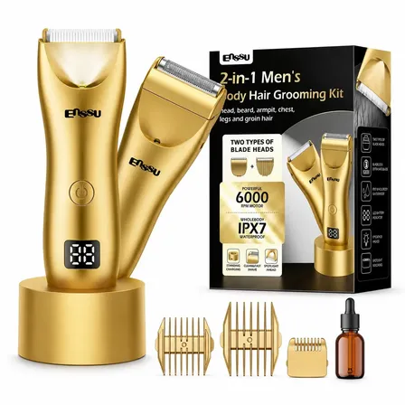 Enssu Aparador De Pelos Corporal E Barbeador 2 Em 1, Elétrico Máquina De Barbear Com Lâmina Segura, Ipx7 À Prova Dágua, Perfeito Para Barba, Axilas, Costas, Pernas E Áreas Sensíveis