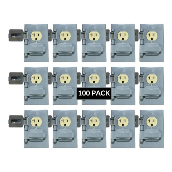 Contacto Doble 20a Color Marfil Con Tapa Intemperie 100 Pack