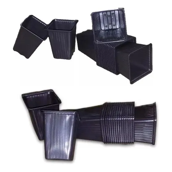 Maceta Cuadrada Liviana Cultivo 7.3x7.3x9 X100 Unidades Color Negro