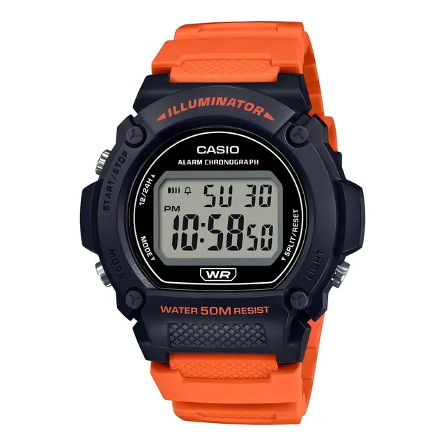 Reloj Casio W-219h-4a Naranja Wr 50m Crono Casio Centro