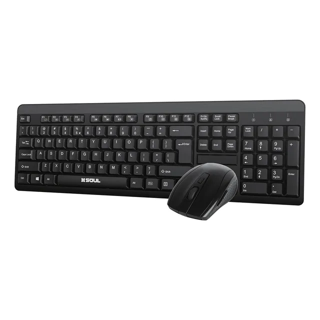 Combo Teclado Mouse Inalámbrico Soul Ocw150 Mouse Negro Teclado Negro