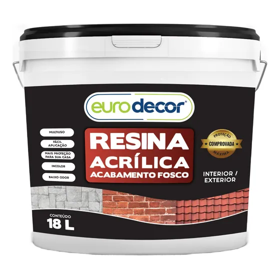 Resina Acrílica Fosca Incolor 18lts Acabamento Fosco Premium