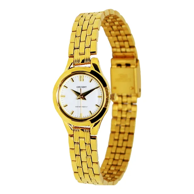 Reloj Orient Cuarzo De Dama Aub61001w0 Metal Dorado 20 Mm