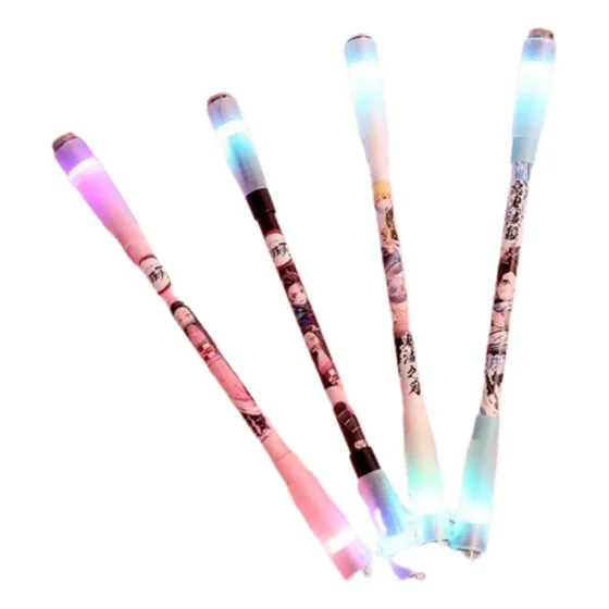 4 Pen Spinning Lápiz Gira Kimetsu Demon Slayer Led Juguete Tinta Negro