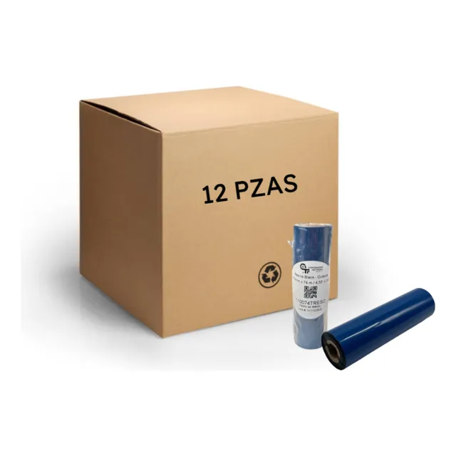 Caja 12 Pzas Ribbon Resina 110x74 Mm Cinta Para Etiquetas Negro
