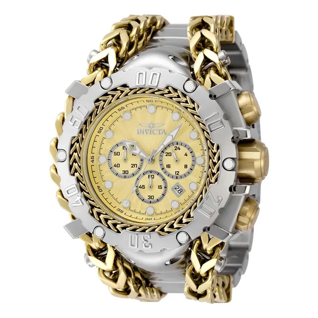 Reloj Invicta Gladiator 48190 Original Hombre Plateado Bisel Dorado Fondo Dorado