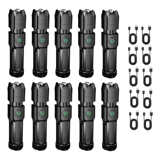 Kit 10 Lanternas Led Tática Mais Forte Do Mundo Usb Tipo C