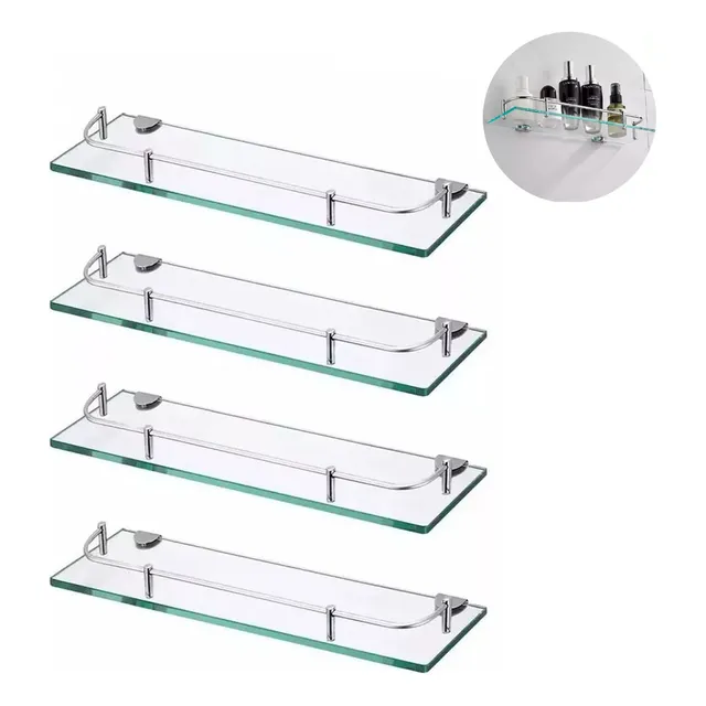 Repisas Para Baño Cuadrado De Vidrio4 Piezas