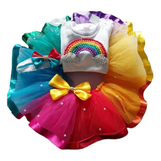 Conjunto Tutú Vincha Remera Body
