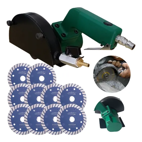 Serra Mármore Pneumática Refrigerada Com Kit Discos Granito