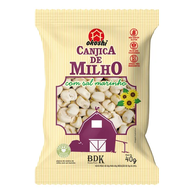 Kit 15 Canjicas De Milho 50g Cada Com Sal Marinho Okoshi