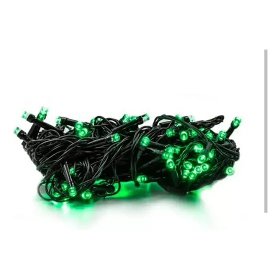Kit C/10 Pisca Cordão 10m 100led Prova D'agua 220v Verde