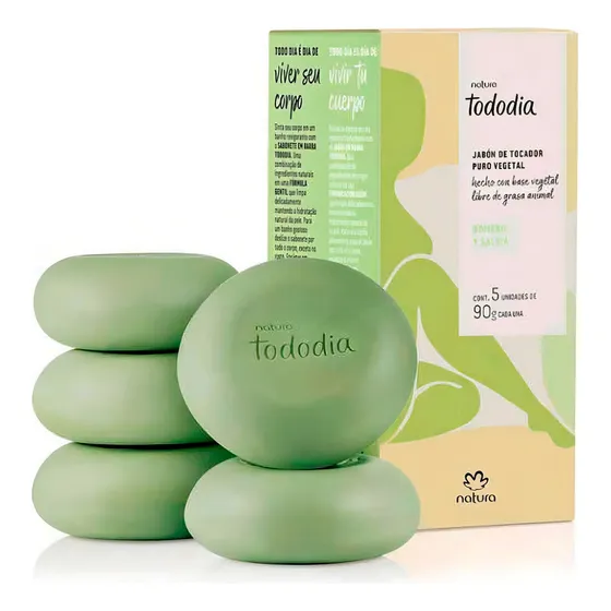 Jabón Natura Tododia romero y salvia 5 unidades de 90g