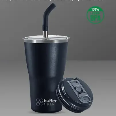 Vaso térmico Buffer Flask Roques 600 liso color negro 420mL | Cuotas sin interés