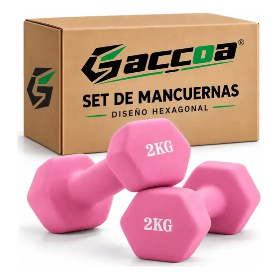 Par Mancuernas Vinilo Hexagonal Gimnasio Ejercicios Gym 2 Kg Rosa GAC-1012928 gaccoa