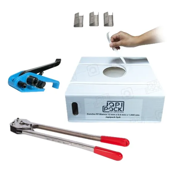 Kit Enzunchadora/zuncho Plástico Sellos Japipack Contiene un Tensador para PP Sellador Fleje Plástico y Sellos de 1/2"