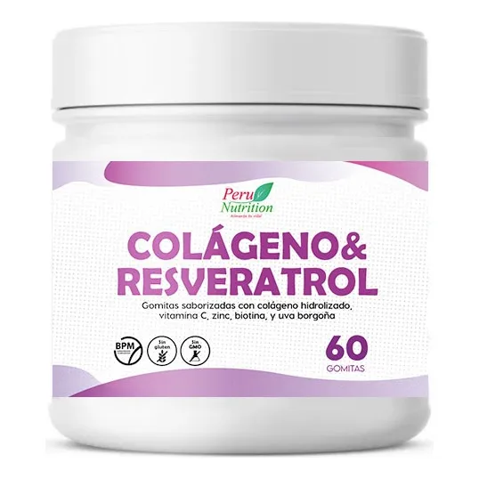 Peru Nutrition Colágeno Con Resveratrol 60 Gomitas!!! Uva Borgoña