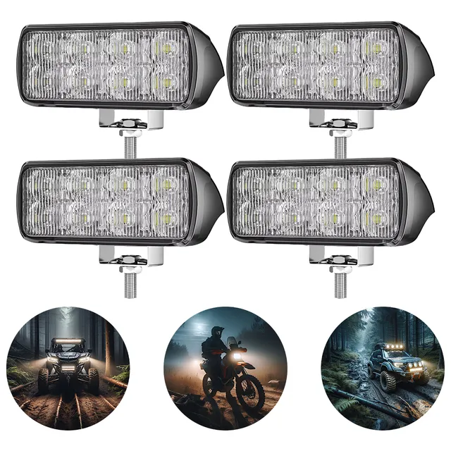 Kit 4 Mini Farol Milha Led Barra Pisca Strobo 24w 4x4 Jeep