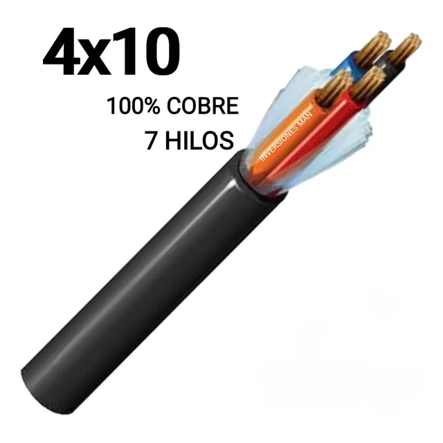 Cable  4x10 Awg 600 V 100% Cobre Nuevo 