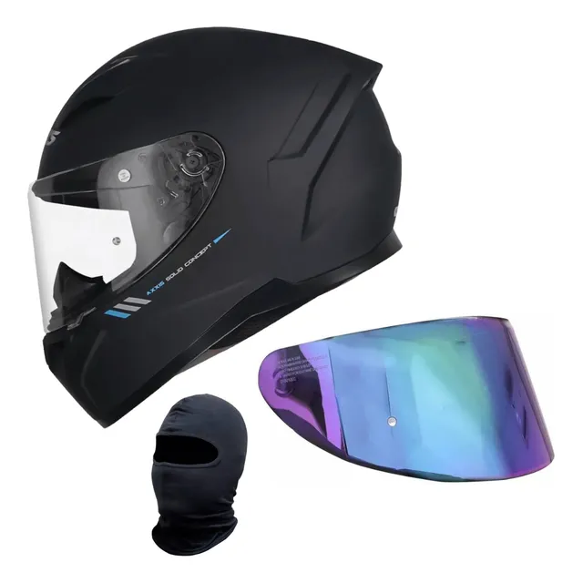 Capacete Axxis Preto Fosco Solid A1 Kit Top Viseira + Brinde
