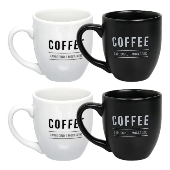 Jogo Canecas Porcelana Kit 4 Unidades 300ml Xícara Café Chá