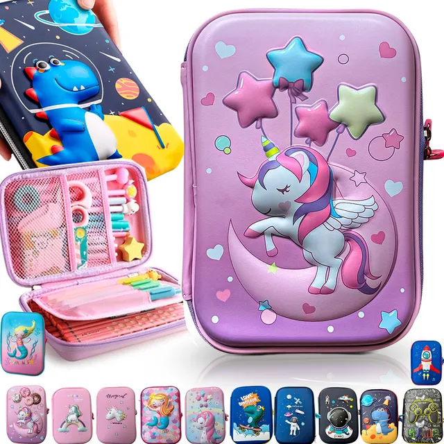 Estojo Escolar Lápis Canetas Organizador Box Estampado 3d