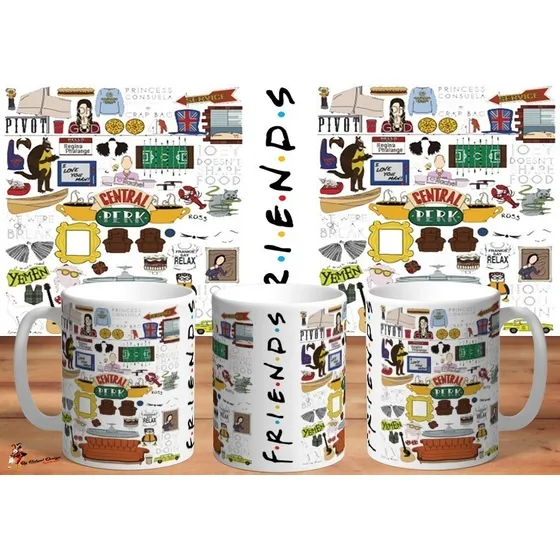 Taza De Ceramica Friends Serie Tv Retro Collage Art