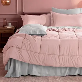 Juego De Edredón De 3 Piezas BEDHOURS - Rosa, Tamaño King, Microfibra Suave