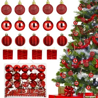Set De Adornos Navideños Rojos - 20 Piezas Shatterproof Set De Adornos Navideños Rojos - 20 Piezas Shatterproof