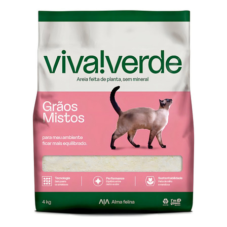 Viva!verde Areia Higiênica Grãos Mistos Para Gatos Feita De Milho E Mandioca 4kg - Alma Felina Viva!verde Areia Higiênica Grãos Mistos Para Gatos Feita De Milho E Mandioca 4kg - Alma Felina