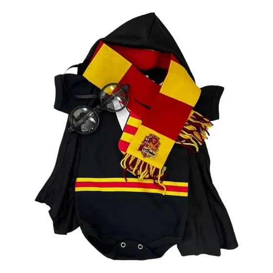 Body Mesversario Bebe-harry Potter+cachecol,óculos E Capa