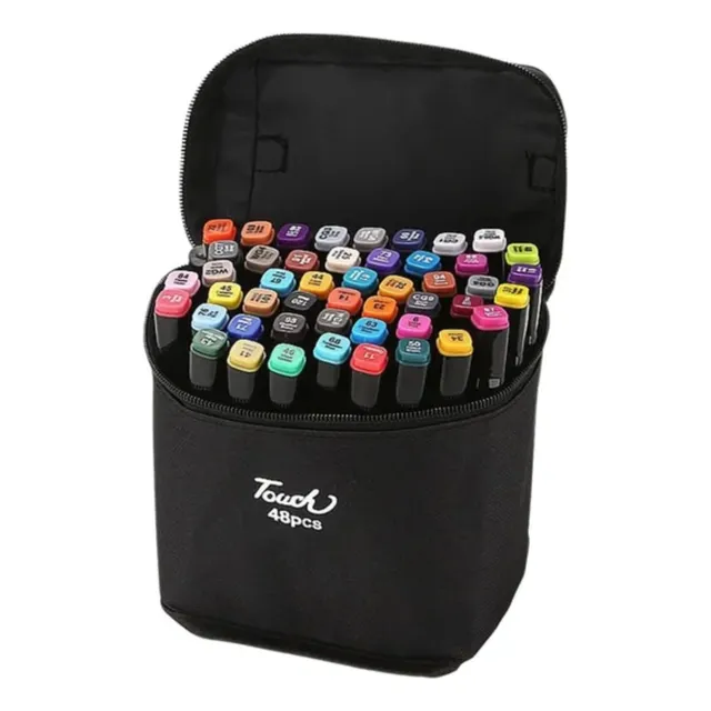 Marcadores Plumones 48 Colores Doble Punta Pincel
