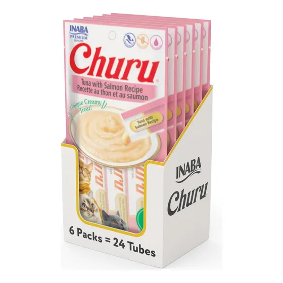 Kit 6 Unid Gatos Churu Atum E Salmão 14g X 4 = 56g