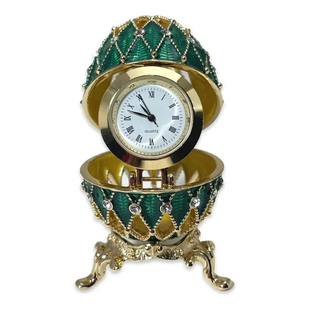 Huevo Fabergé De San Petersburgo, Rusia, Con Reloj, Verde