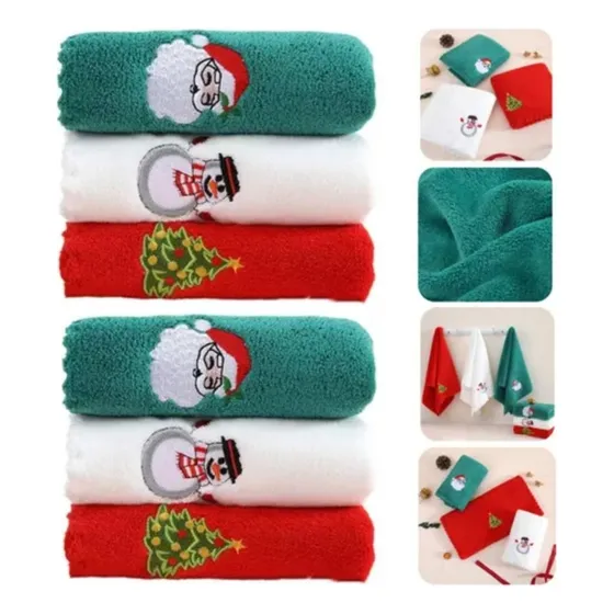 Dx Toalhas De Mão Bordadas De Natal Para Banheiro, Pacote
