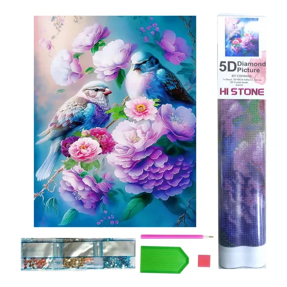 Kit Pintura 5d Con Diamantes Diamond Painting 40x50 Pajaro Azul